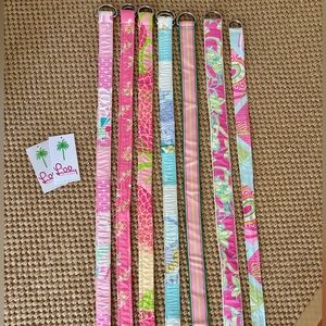 Set Of 7 Lilly Pulitzer Ribbon D-Ring Belts M/L Blue Pink Green